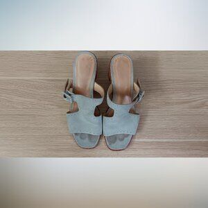 Rag & Bone NY Suede Studded Open Toe Sandals Light Gray 38